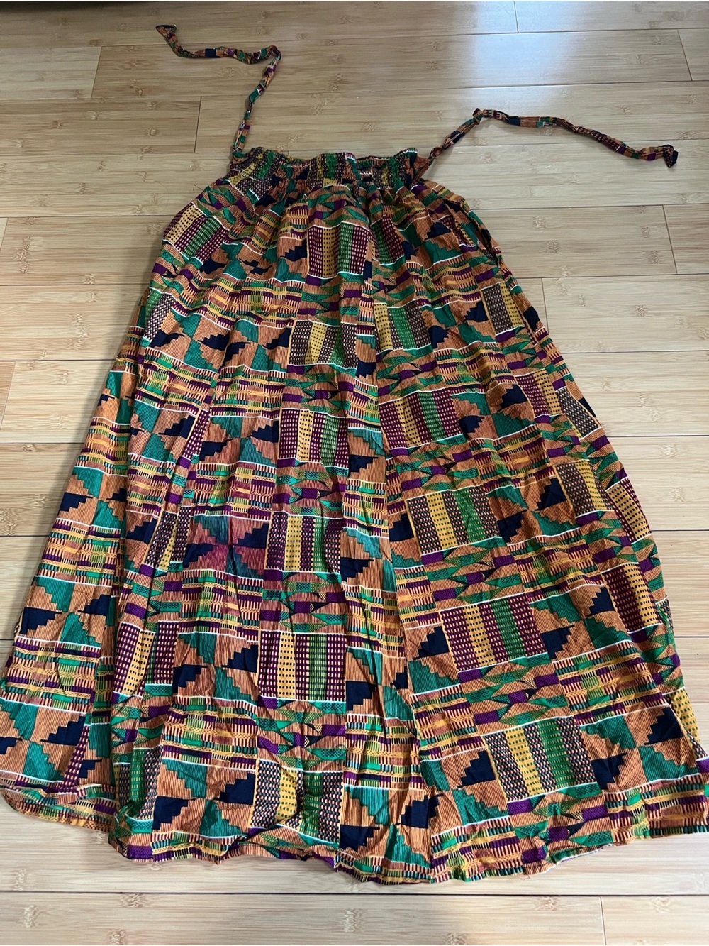 Uniti Casuals Kente Print Maxi Skirt Dress One Size 100% Cotton African Tribal